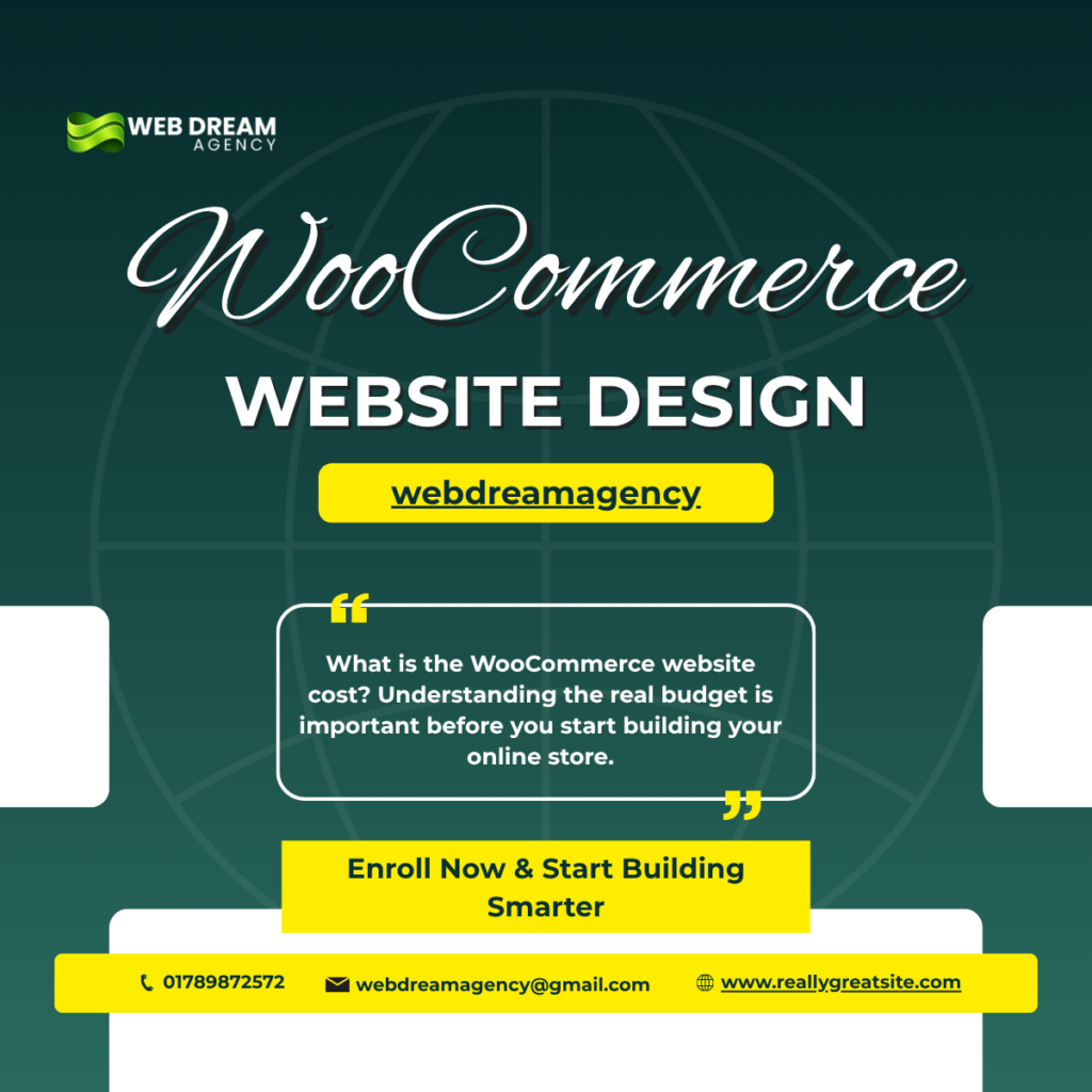 WooCommerce website design advertisement by Web Dream Agency promoting ecommerce website development services