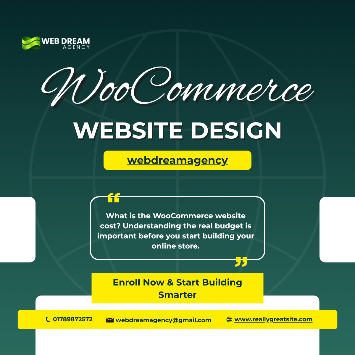 WooCommerce website design advertisement by Web Dream Agency promoting ecommerce website development services