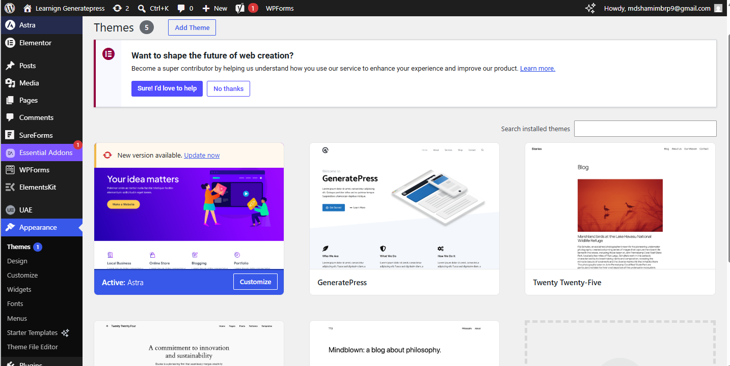 Activate a WordPress child theme from the WordPress Themes dashboard