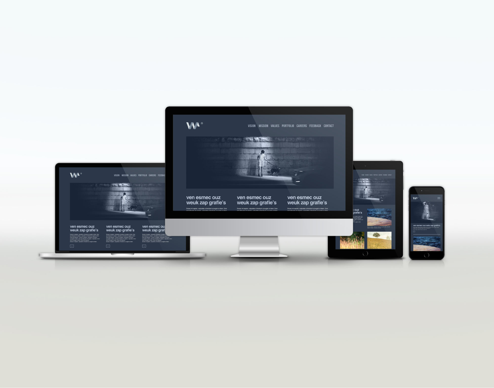 elementor responsive website design mockup desktop laptop tablet mobile.
